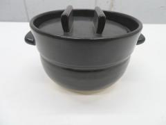 G077未使用品◆かもしか道具店◆ごはんの鍋(黒) 1合炊　炊飯土鍋