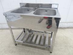 J028◆アズマ◆ステンレス製2槽シンク