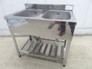 J028◆アズマ◆ステンレス製2槽シンク