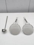H411◆調理器具◆プレス式丸カス揚げ 2本+レードル