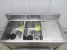 J461◆マルゼン◆ステンレス製水切り台付2槽シンク