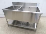 J844◆ステンレス製◆2槽シンク