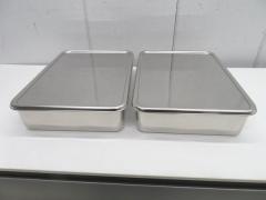 J909◆クローバー◆ステンレス製深型組バット2枚セット(蓋付) 11号
