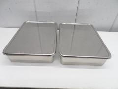 J910◆クローバー◆ステンレス製深型組バット2枚セット(蓋付) 11号