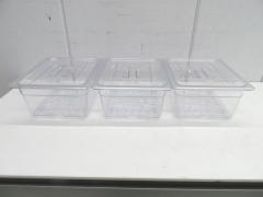 J1015◆CAMBRO◆1/2フードパン+ドレンシェルフ(クリア)4個セット(蓋付)26CW