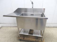 J1091◆マルゼン◆ステンレス製ソイルド1槽シンク(蛇口付)