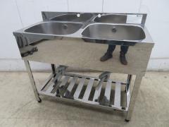 J1255◆アズマ◆ステンレス製2槽シンク