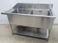 H1361◆ステンレス製◆2槽ソイルドシンク