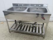 H1364◆アズマ◆ステンレス製2槽シンク