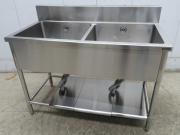 H1368◆タニコー◆ステンレス製2槽シンク