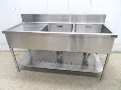 H1599◆マルゼン◆ステンレス製水切付2槽シンク