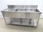 H1599◆マルゼン◆ステンレス製水切付2槽シンク