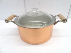 H1608◆◆ガラス蓋付両手鍋